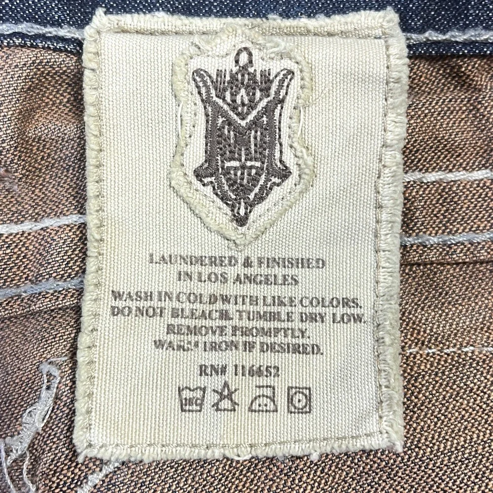 Vintage Monarchy Jeans‎ Mens 36x37 Medium Wash Distressed Denim Whisker Fade Y2K